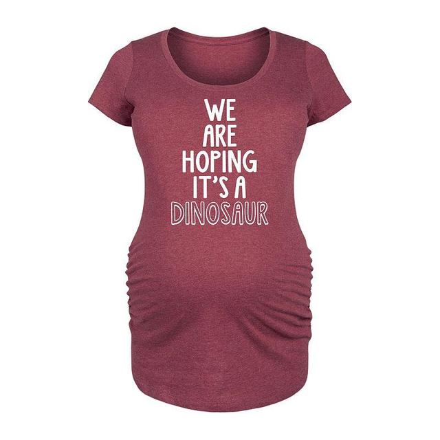 Maternity We Are Hoping Its A Dinosaur Graphic Tee, Womens Grey Dark Red Product Image