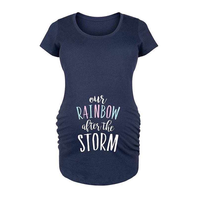 Maternity Our Rainbow After the Storm Graphic Tee, Womens Blue Product Image