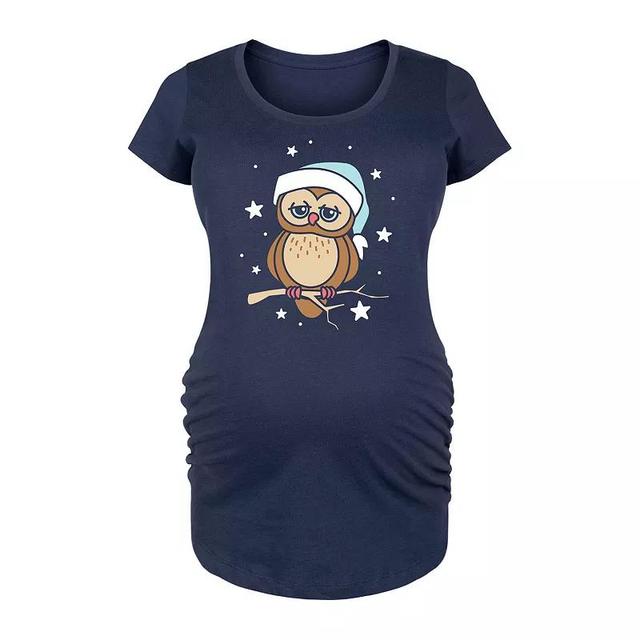 Maternity Sleepy Owl Graphic Tee, Womens Blue Product Image