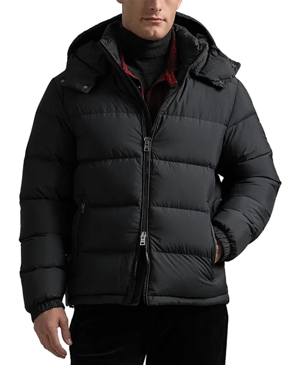 Quilted Removable Hood Down Jacket In Polo Black Product Image