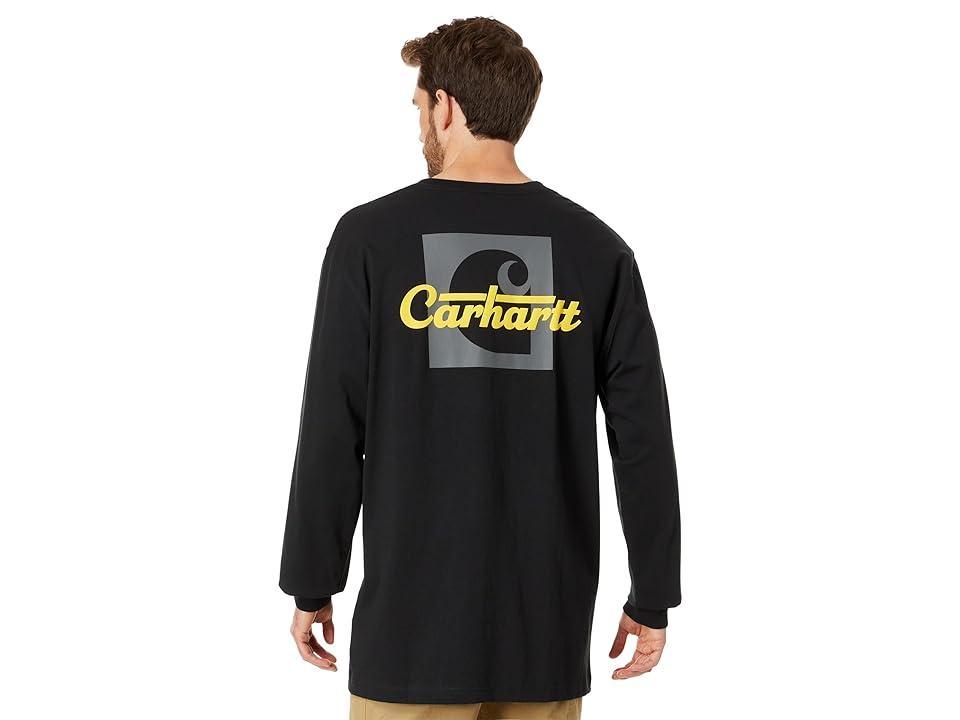 Carhartt Big Tall Loose Fit Heavyweight Long Sleeve Pocket Script Graphic T-Shirt Men's Clothing Product Image