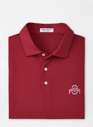 Peter Millar Mens The Ohio State Tesseract Performance Jersey Polo | Color: Red | Size: M | OSU Product Image