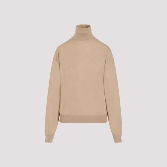 SAINT LAURENT Camel Wool Sweater In Nude & Neutrals Product Image