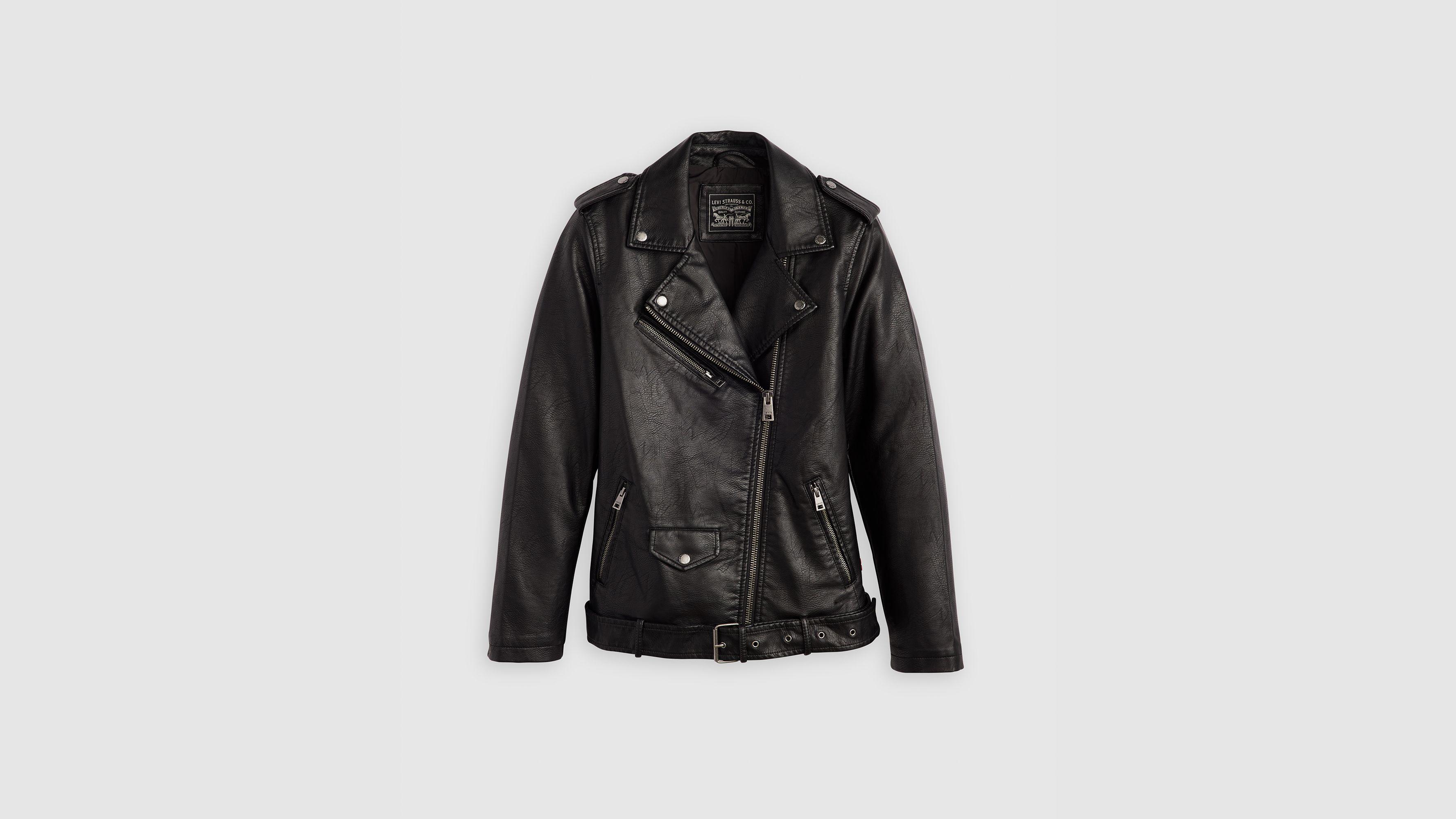 Longline Faux Leather Moto Jacket Product Image