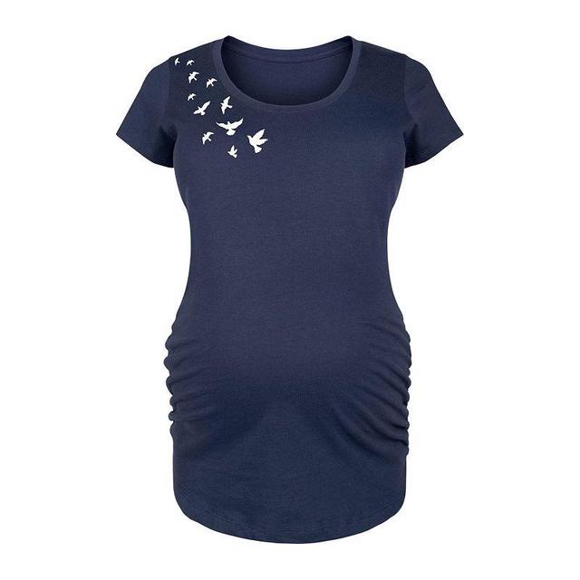 Maternity Flying Birds Graphic Tee, Womens Blue Product Image