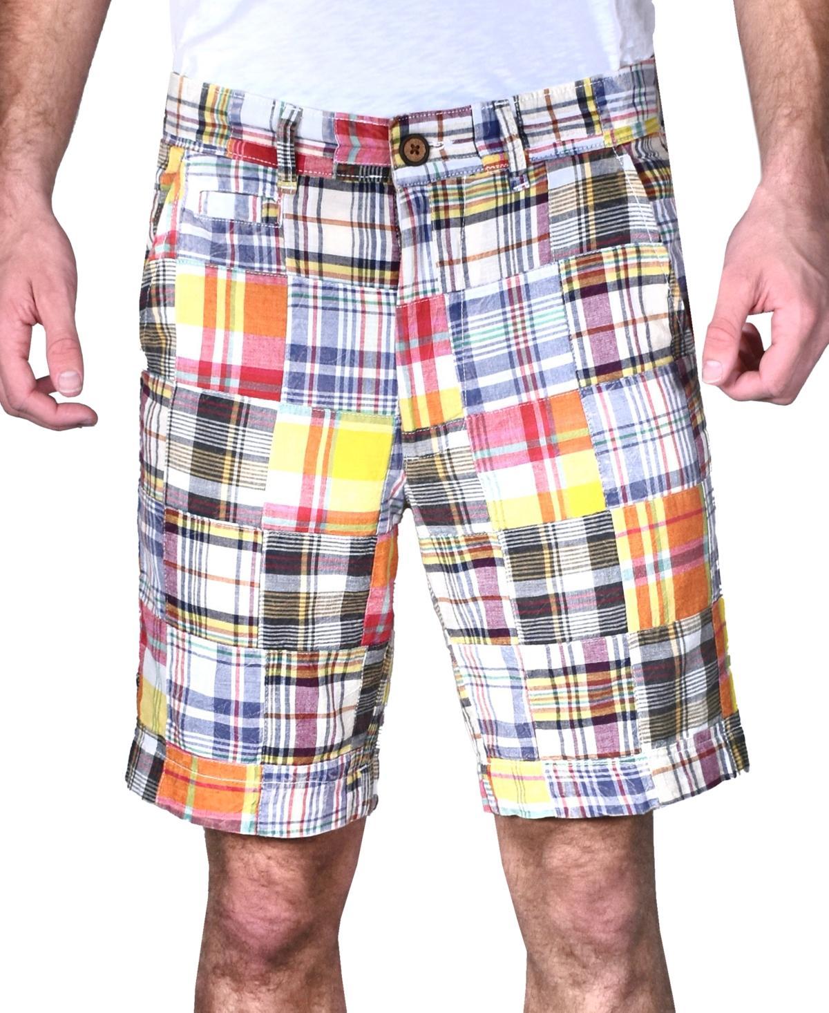 Mens Acid Wash Patch Madras Shorts Product Image