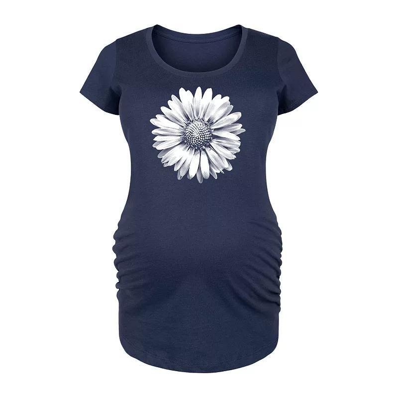 Maternity White Daisy Graphic Tee, Womens Grey Heather Product Image