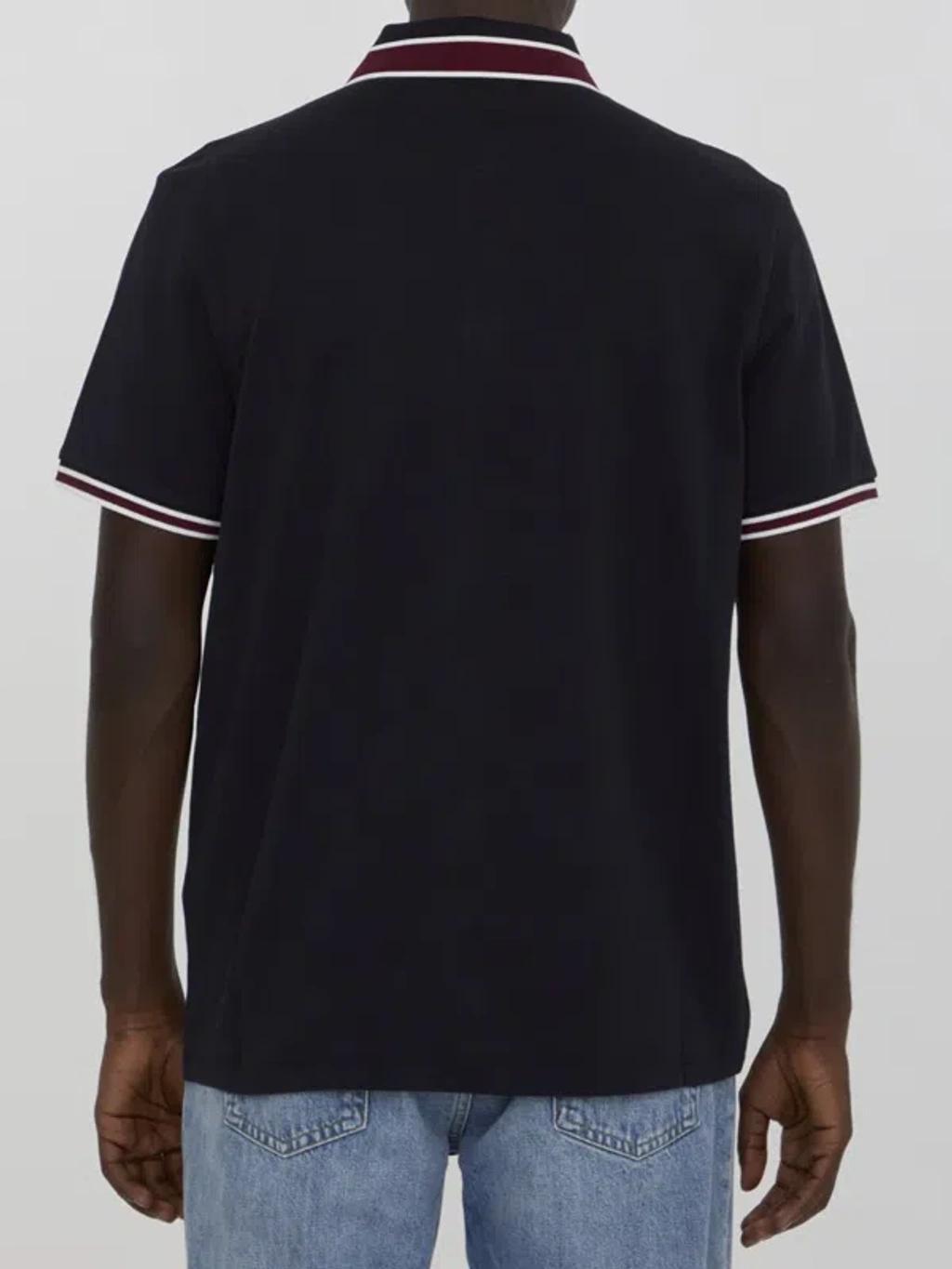 MONCLER Logo Patch Polo Shirt In Navy Product Image