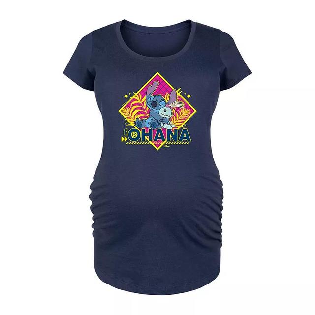 Disneys Lilo & Stitch Maternity Ohana Graphic Tee, Womens Heather Grey Product Image