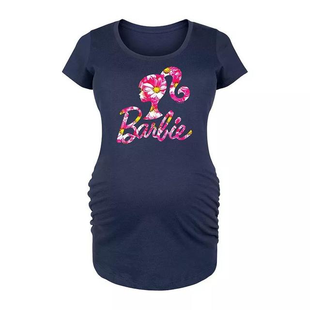 Maternity Barbie Pink Daisy Logo Graphic Tee, Womens Heather Grey Product Image