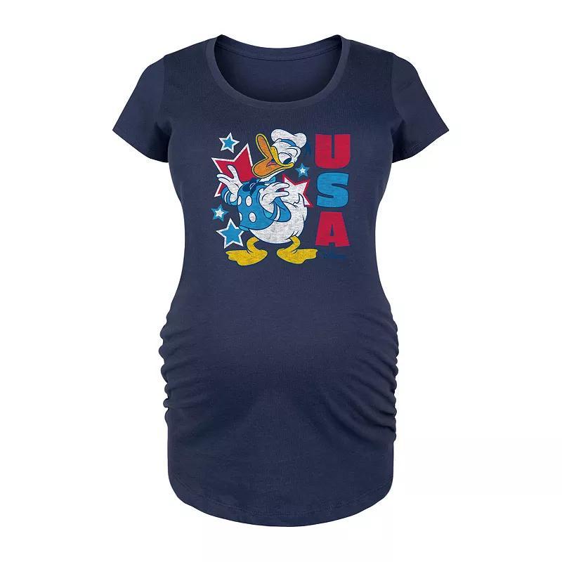 Disneys Donald Duck Maternity USA Graphic Tee, Womens Blue Product Image