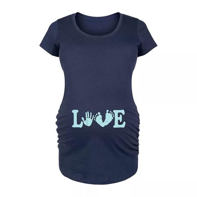 Maternity Love Footprints Graphic Tee, Womens Heather Grey Product Image