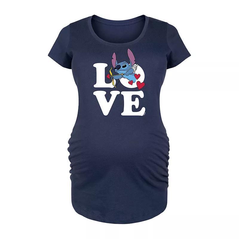 Disneys Lilo & Stitch Maternity Love Cupid Graphic Tee, Womens Blue Product Image