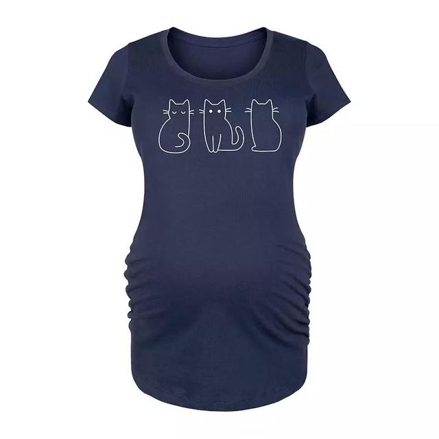 Maternity Cat Outlines Graphic Tee, Womens Blue Product Image