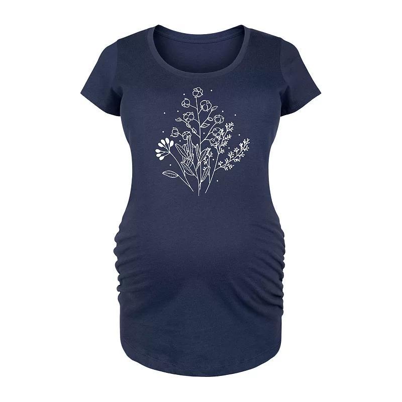 Maternity Fall Flowers Graphic Tee, Womens Blue Product Image