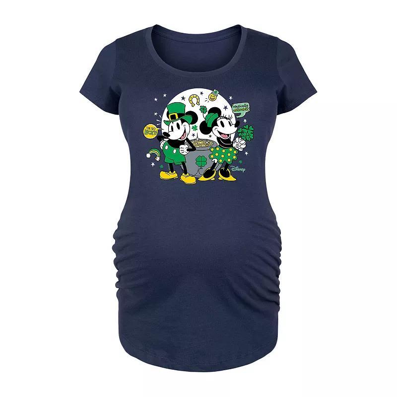 Disneys Mickey & Minnie Mouse Maternity Pot Of Gold Graphic Tee, Womens Blue Product Image