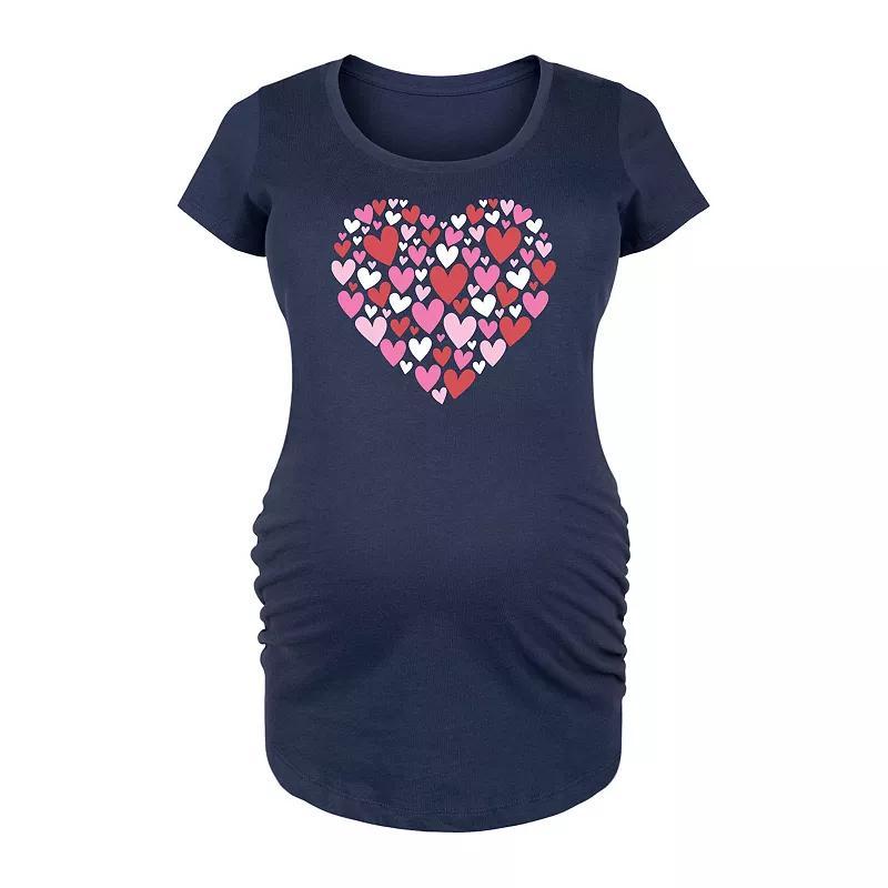 Maternity Hearts in Heart Pattern Graphic Tee, Womens Blue Product Image