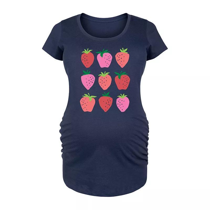 Maternity Strawberry Grid Graphic Tee, Womens Product Image