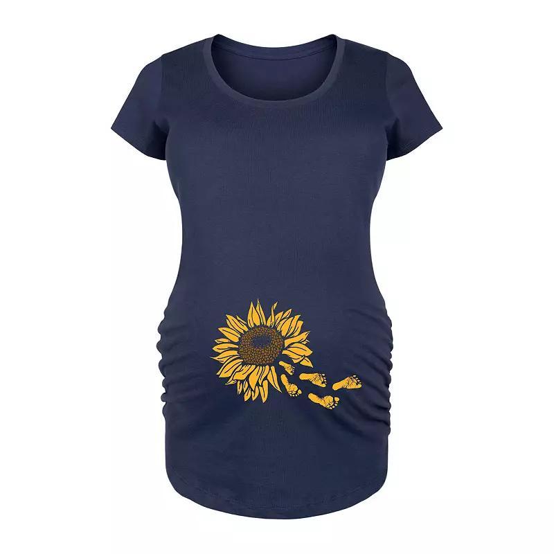 Maternity Sunflower Trailing Footprints Graphic Tee, Womens Product Image