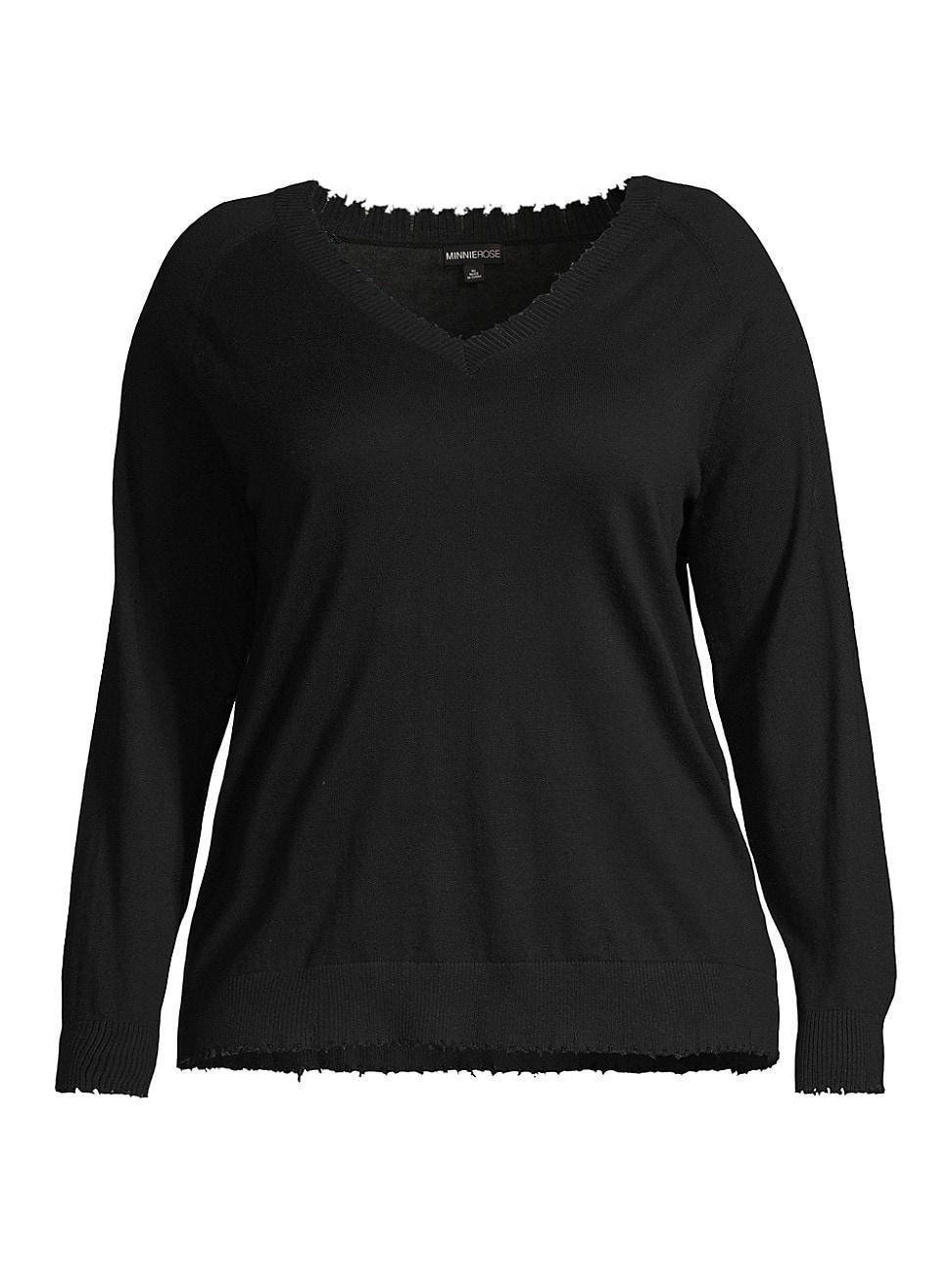 Womens Cotton-Blend V-Neck Sweater Product Image