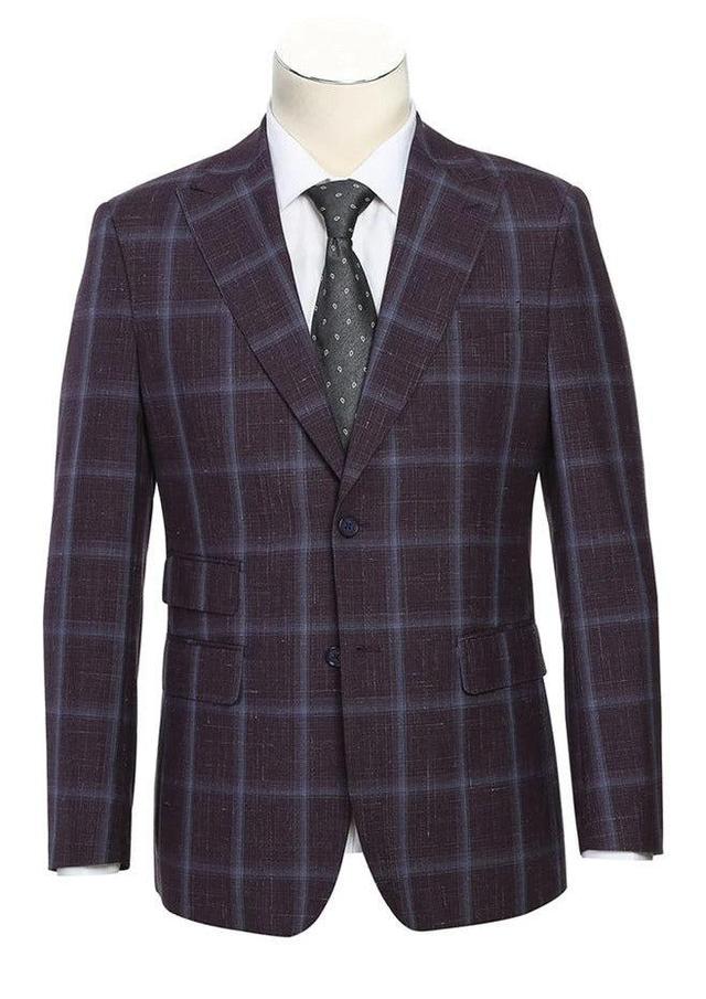 English Laundry 2-Piece Purple Window Pane Check Slim Fit Suit Wool Blend Product Image