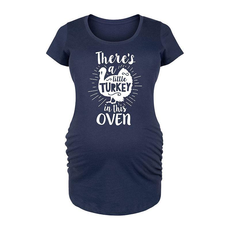 Maternity Little Turkey In The Oven Graphic Tee, Girls Blue Product Image