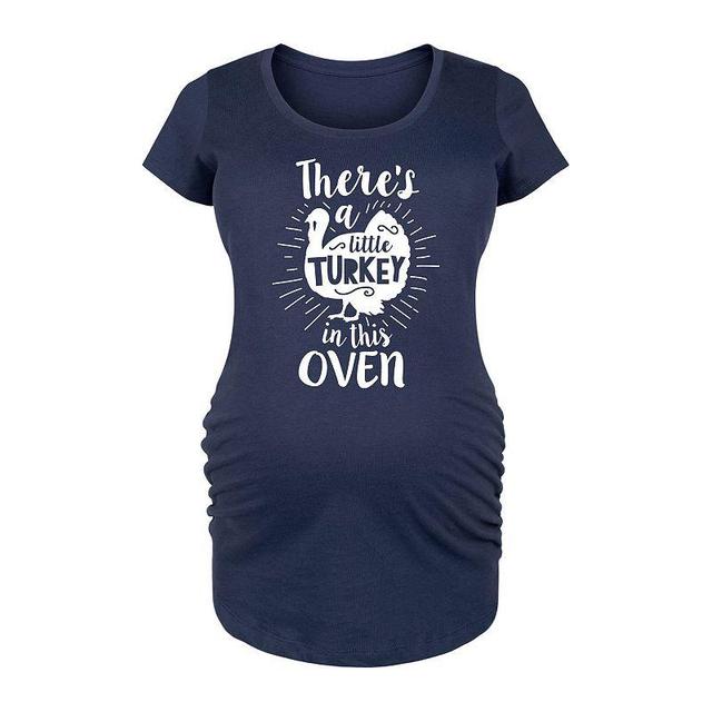 Maternity Little Turkey In The Oven Graphic Tee, Girls Blue Product Image