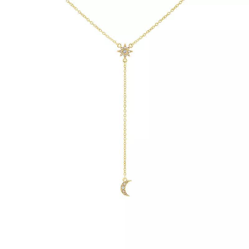 Emberly Gold Tone Starburst & Moon Y Necklace, Womens, White Product Image