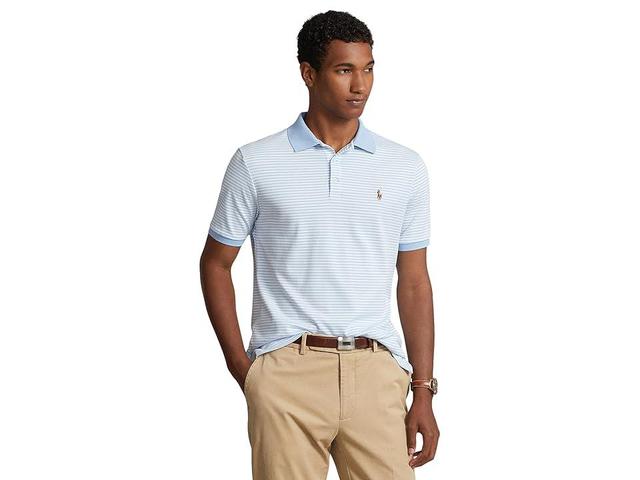 Polo Ralph Lauren Custom Slim Fit Striped Soft Cotton Polo Shirt Bell/ White) Men's Short Sleeve Knit Product Image