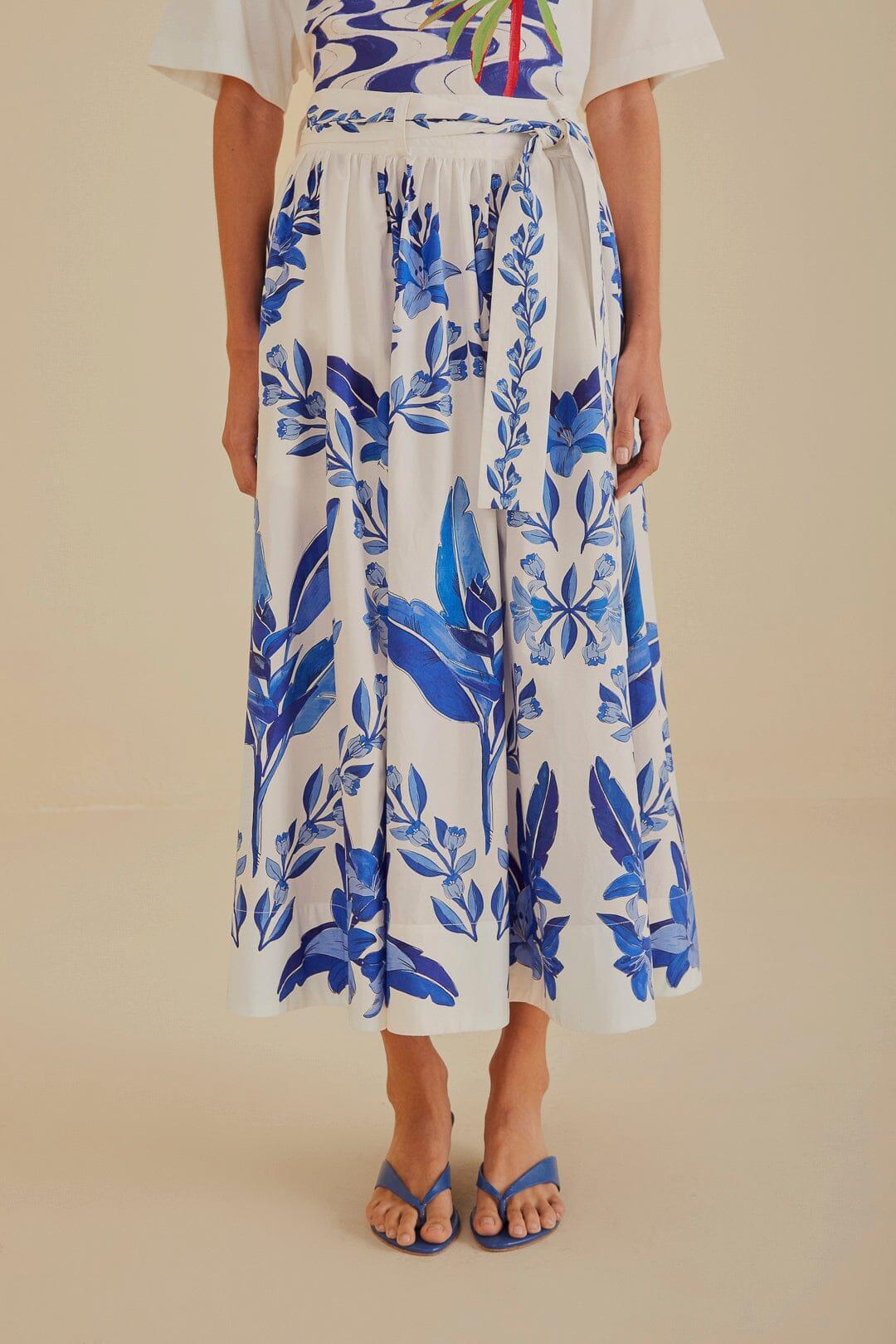 Off-White Blue Yard Organic Cotton Midi Skirt Product Image