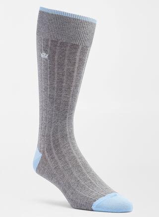 Peter Millar Mens Solid Rib Crew Sock | Color: Light Grey | Size: OS Product Image