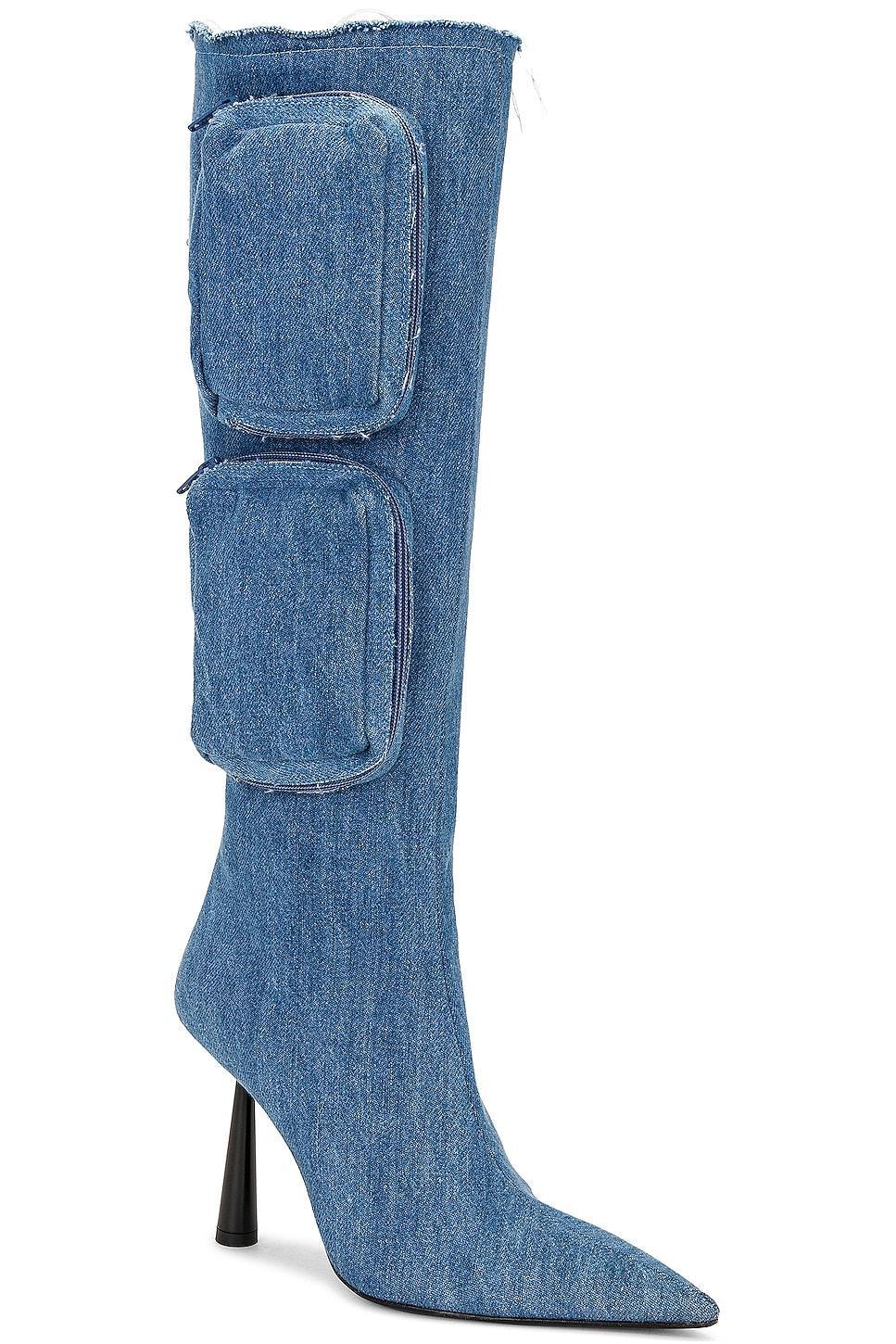 GIA BORGHINI Belvinia Knee High Boot in Blue Product Image
