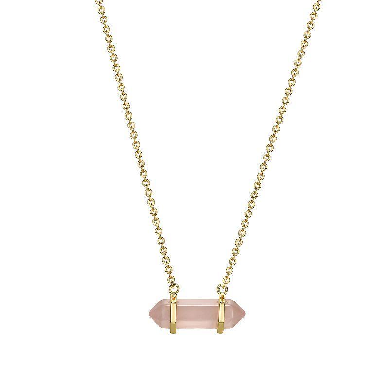 Sarafina Rose Quartz Bar Necklace, Womens Gold Tone Product Image