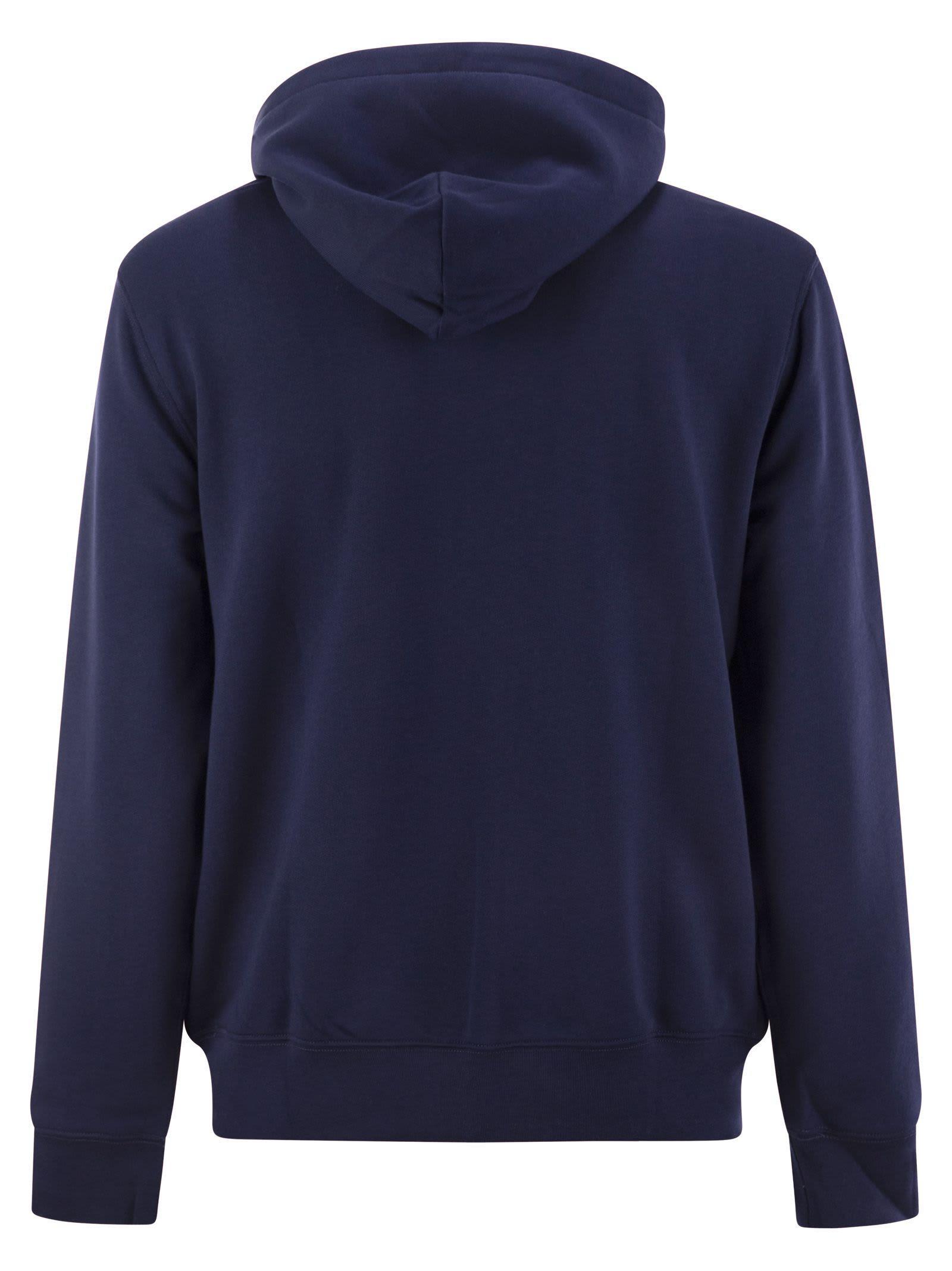 Polo Bear Fleece With Hood In Blue Product Image