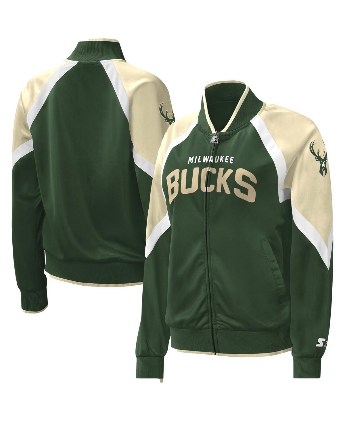 Womens Starter Hunter Green Milwaukee Bucks Slam Dunk Raglan Full-Zip Track Jacket Product Image