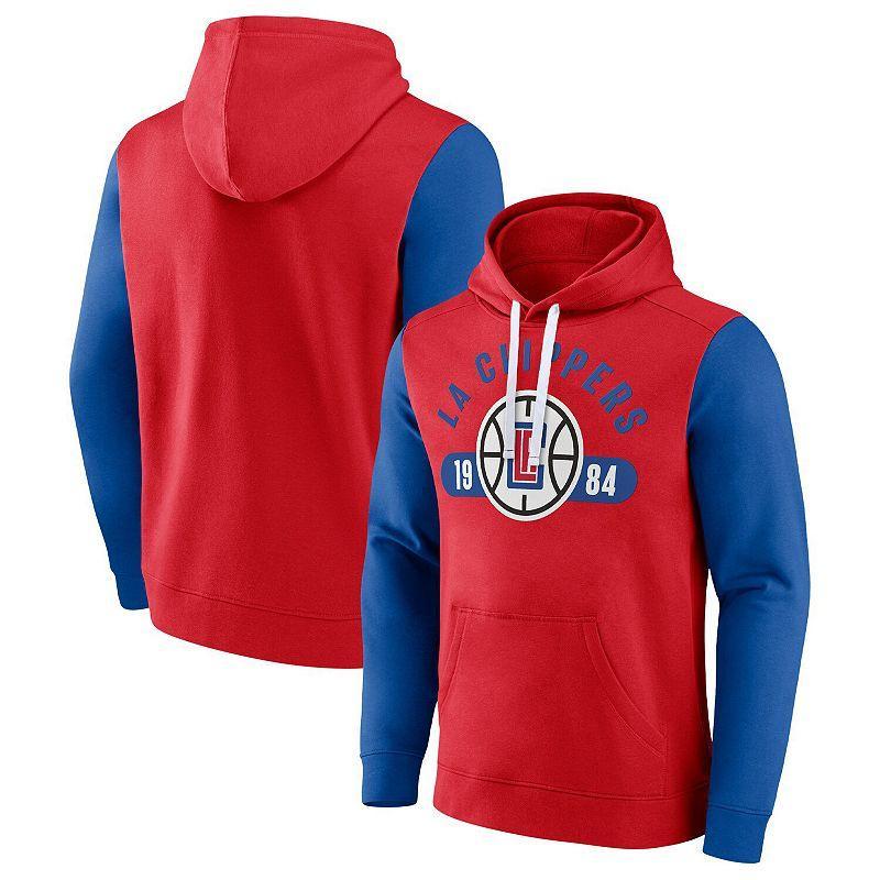 Mens Fanatics Red La Clippers Attack Colorblock Pullover Hoodie - Red Product Image