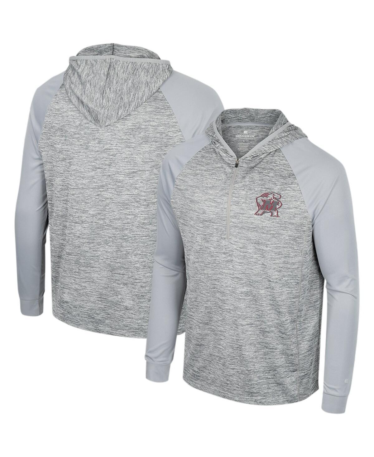 Mens Colosseum Gray Maryland Terrapins Cybernetic Raglan Quarter-Zip Hooded Top Product Image