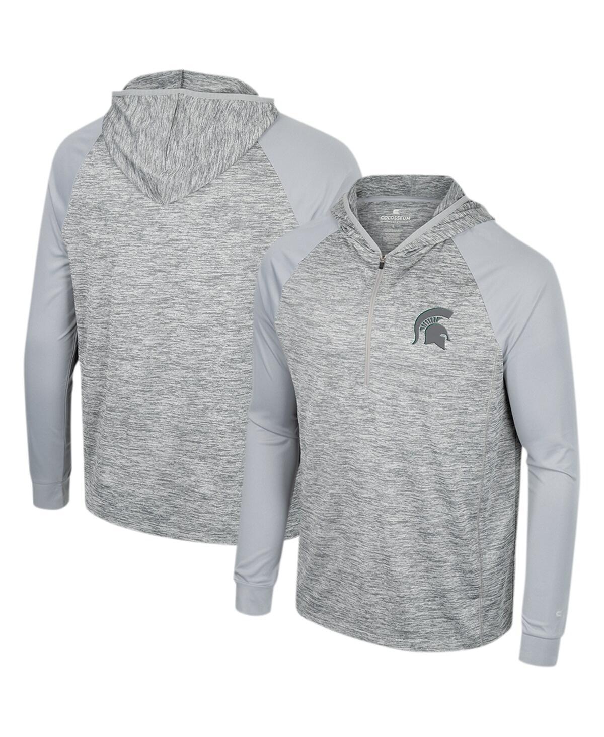 Mens Colosseum Gray Michigan State Spartans Cybernetic Raglan Quarter-Zip Hooded Top Product Image