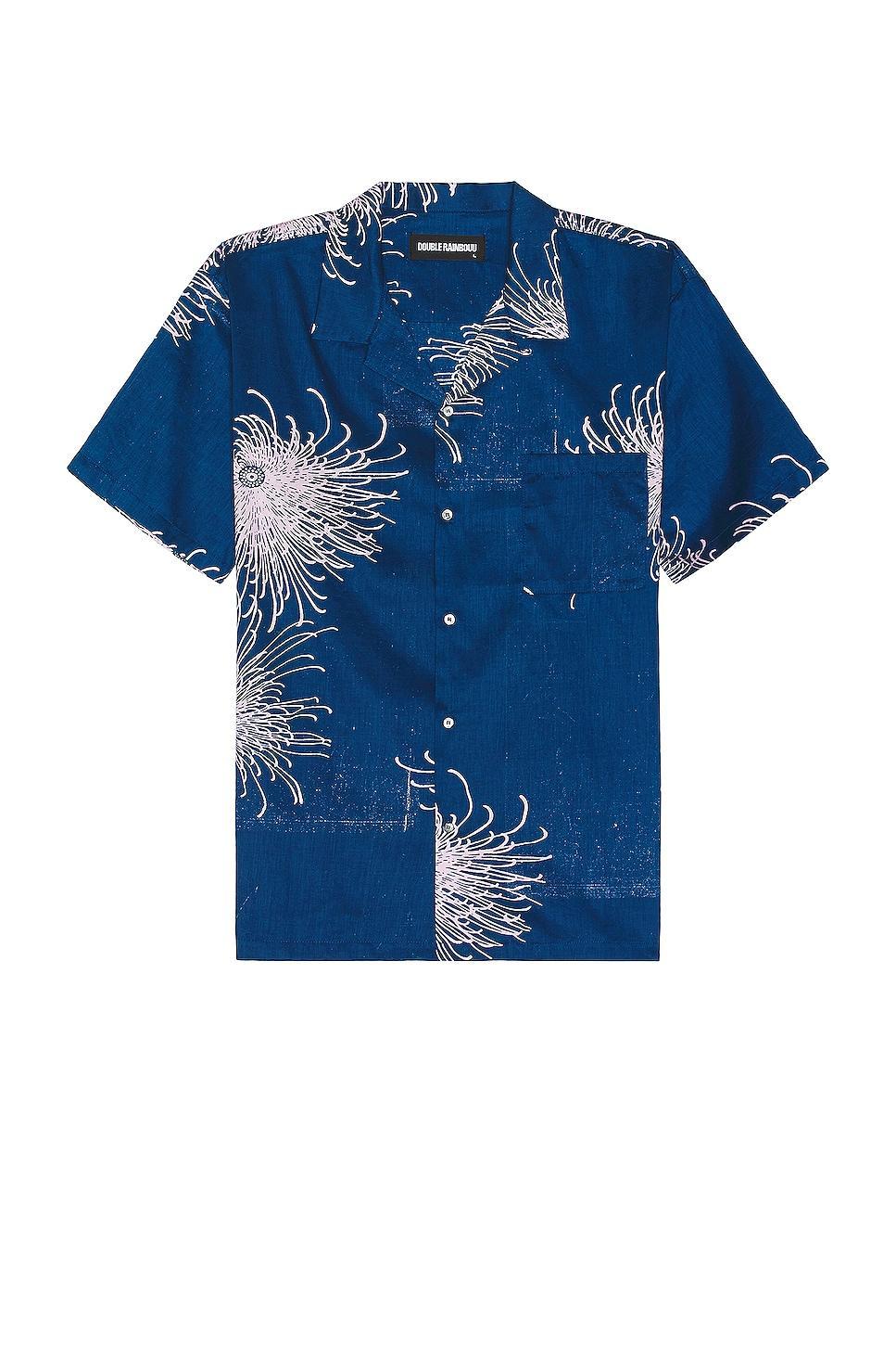 DOUBLE RAINBOUU Short Sleeve Hawaiian Shirt in Blue Product Image