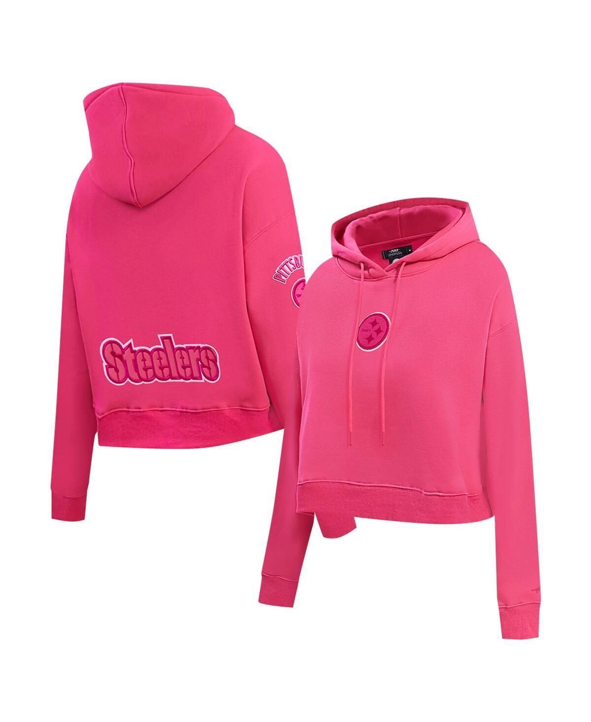 Pro Standard Womens Pink Buffalo Bills Triple Pink Cropped Fleece Pullover Hoodie Product Image