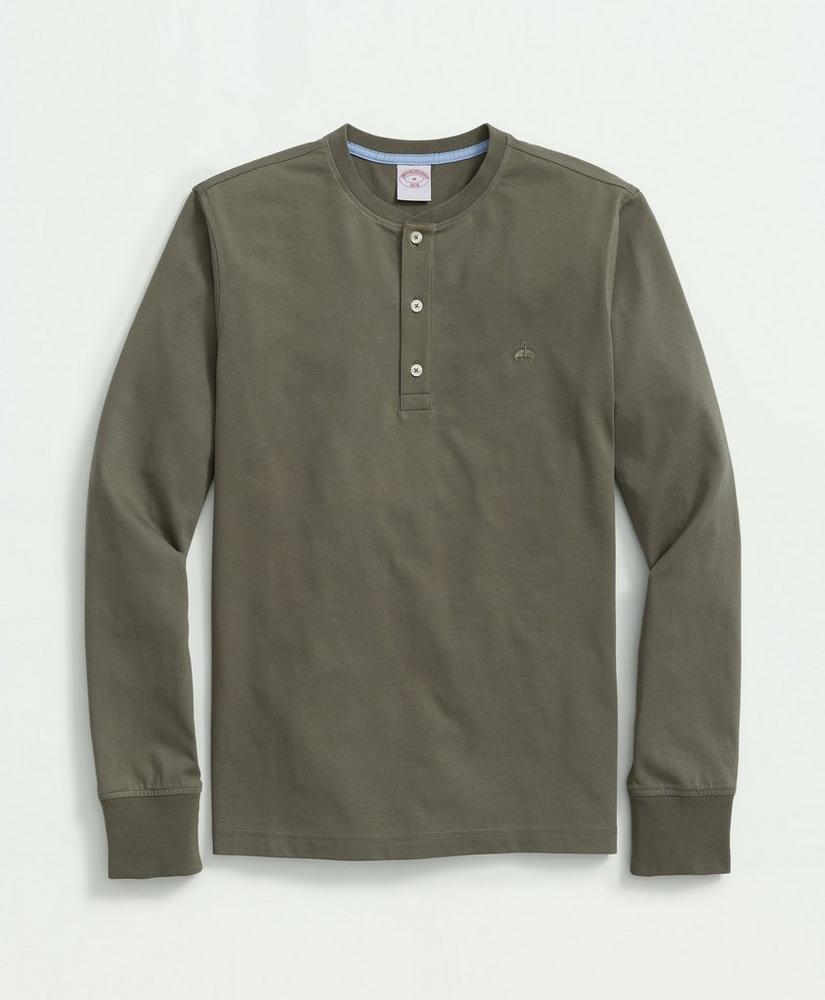 Cotton Henley Long-Sleeve T-Shirt Product Image