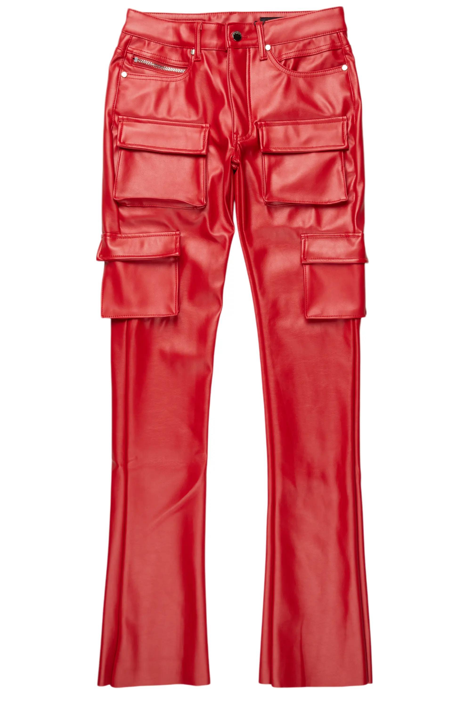 Khaza Red PU Leather Jean Male Product Image