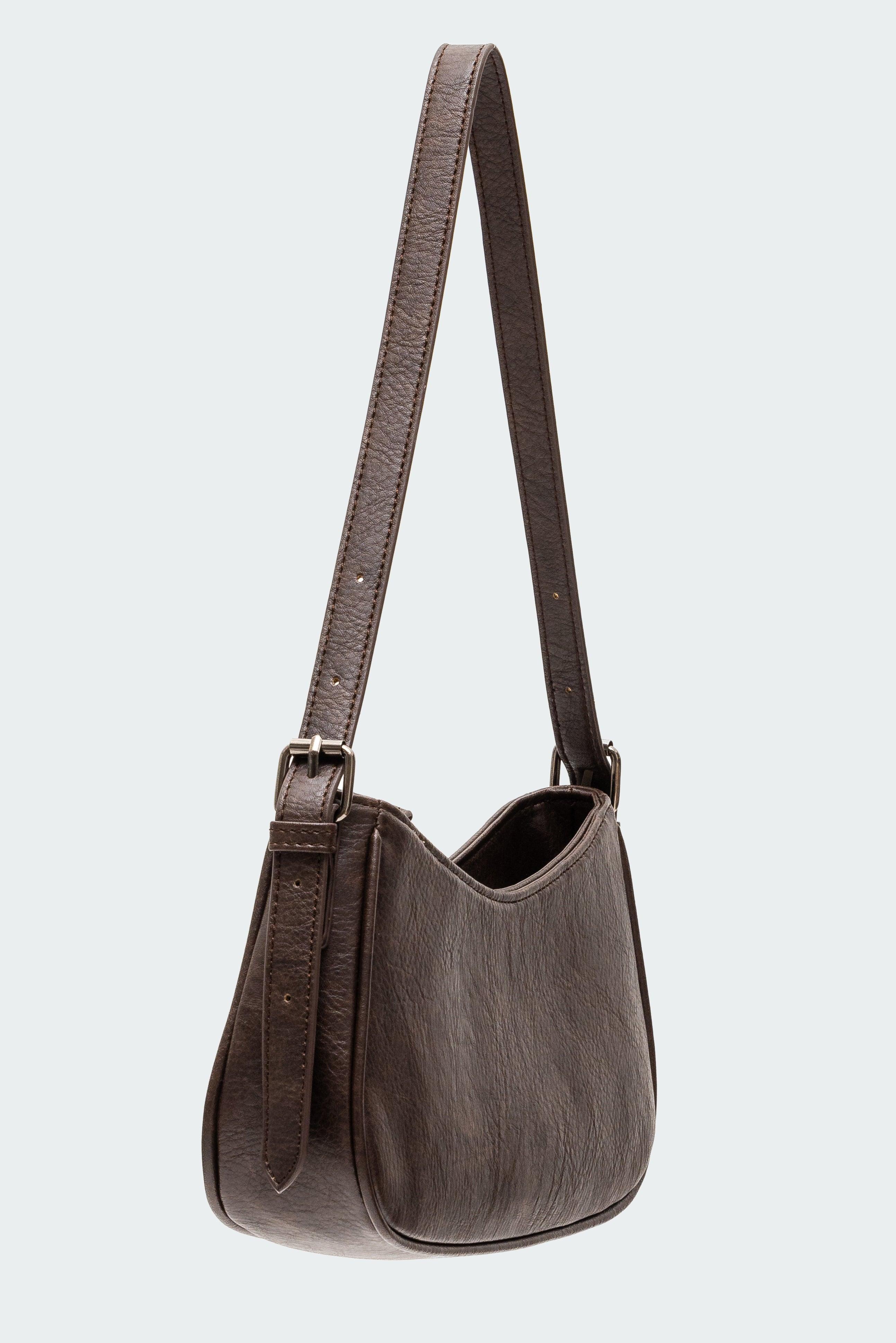 Curved Stitch Faux Leather Bag Product Image