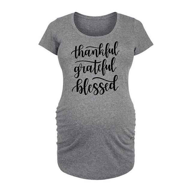 Maternity Thankful Grateful Blessed Graphic Tee, Womens Grey Gray Product Image