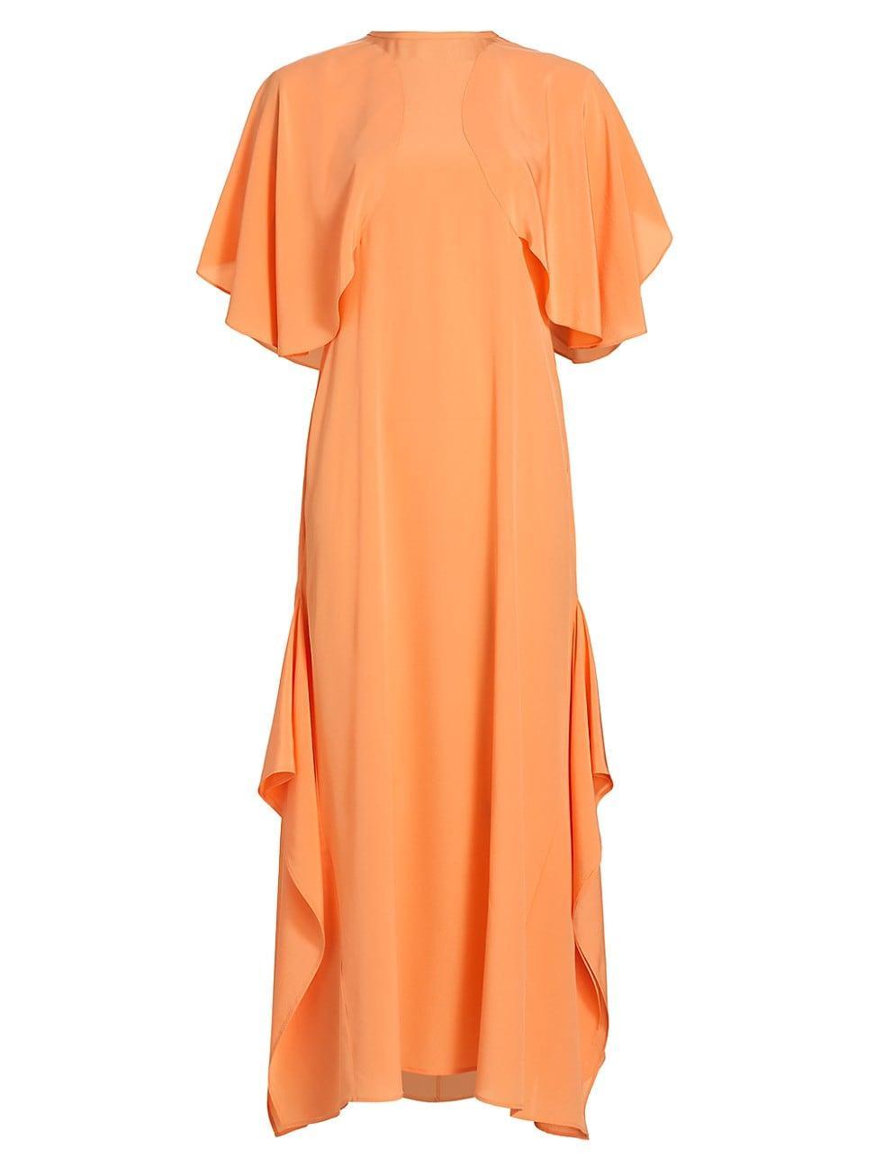 Womens Silk Rounded-Sleeve Midi-Dress Product Image