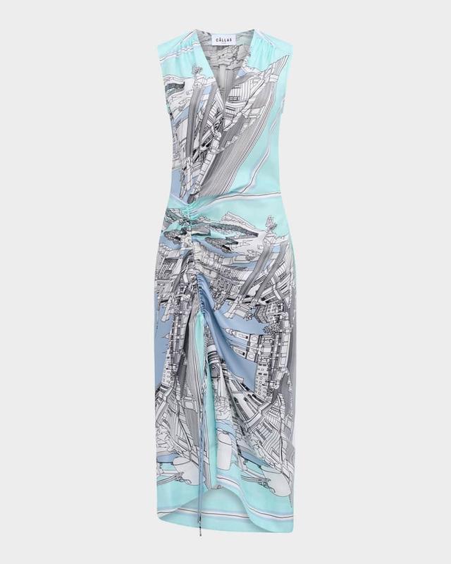 Agnes Landmark-Print Silk Twill Midi Dress Product Image