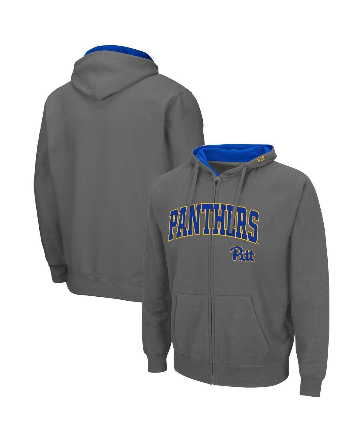 Mens Colosseum Heathered Gray Pitt Panthers Arch & Logo 3.0 Full-Zip Hoodie Product Image