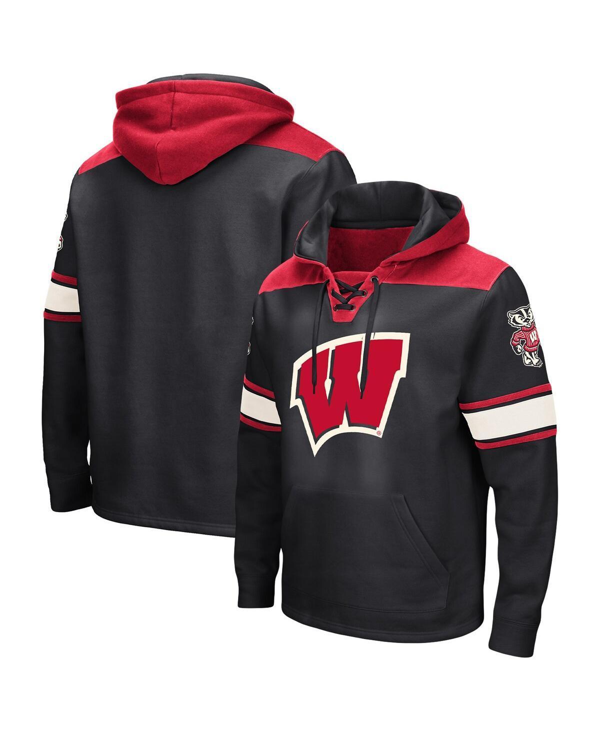 Mens Colosseum Wisconsin Badgers Big & Tall Hockey Lace-Up Pullover Hoodie Product Image