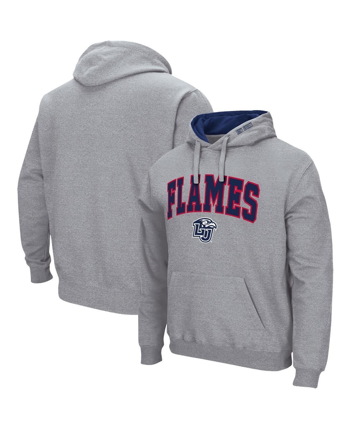 Mens Heathered Gray Liberty Flames Arch and Logo Pullover Hoodie Product Image