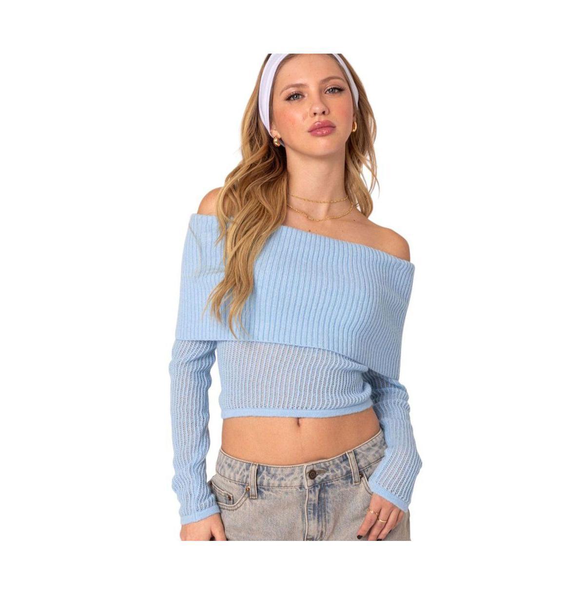 Edikted Lili Fold Over Knit Top Product Image